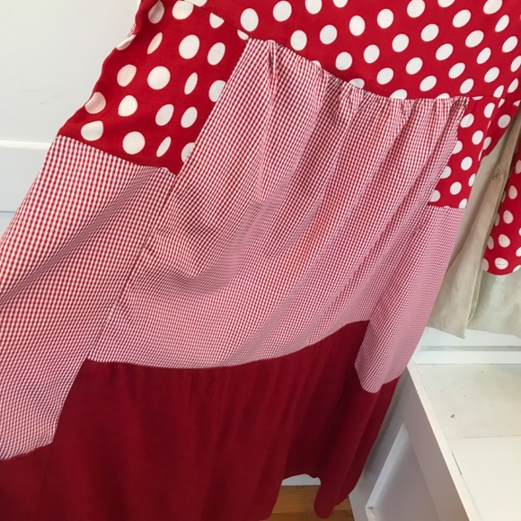 IZURIA Polka Dot Gingham Check Maxi Dress Red and White Women’s Plus Size 1X - Picture 10 of 16